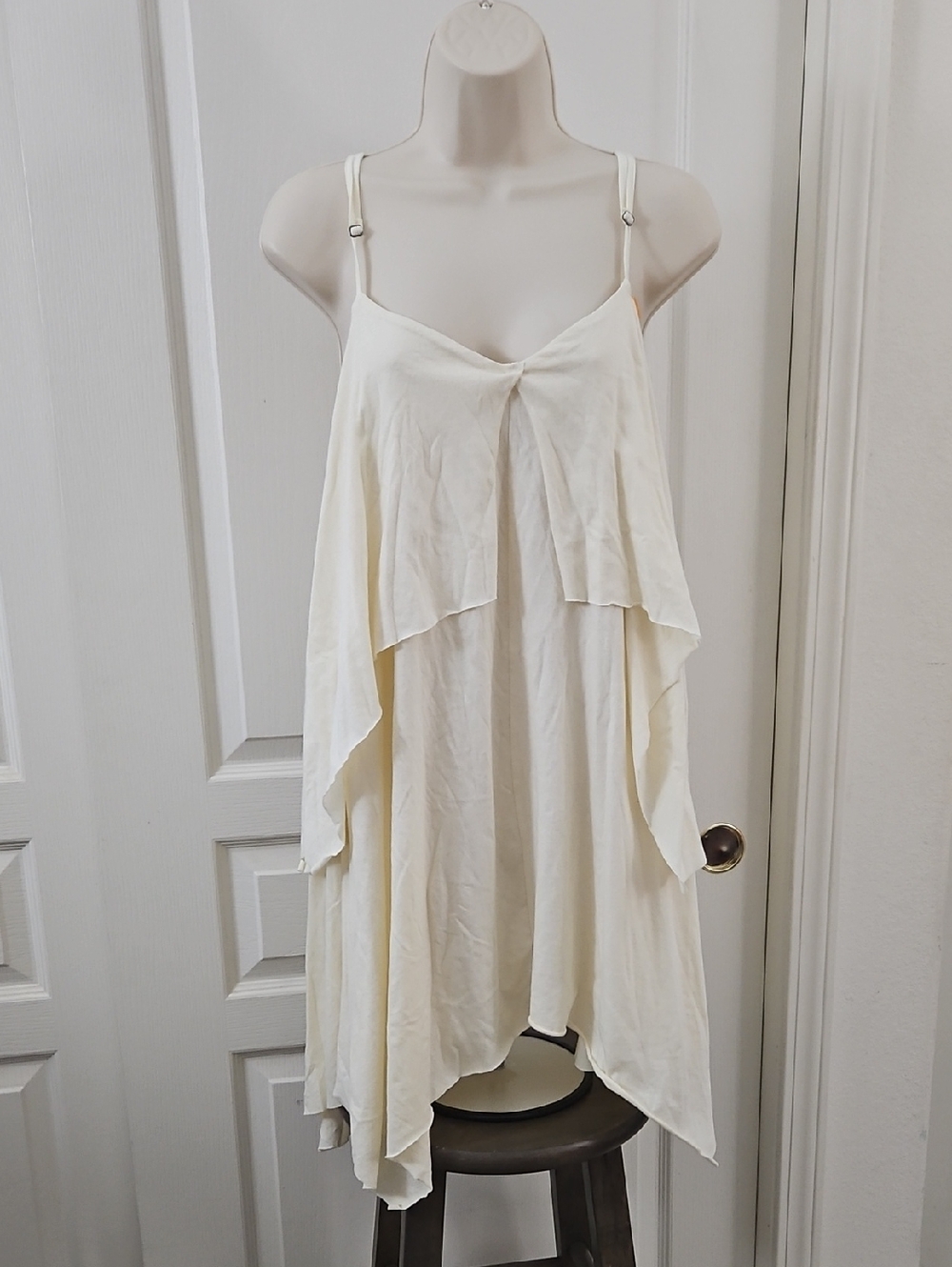 RVCA Katsina Tunic/Mini Dress Cream Layered Spaghetti Strap. 100% Cotton - XS